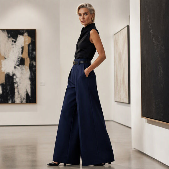 Pantalon large à drapé élégant pour femme