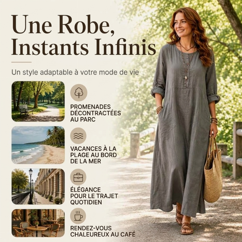 Robe maxi décontractée pour femme avec poches