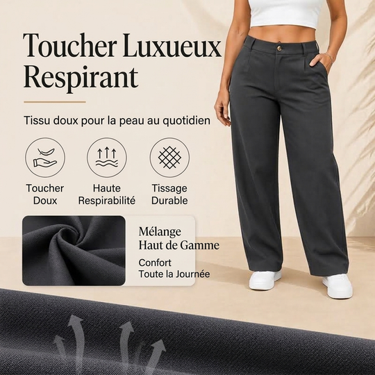 Pantalon habillé femme taille haute, coupe droite