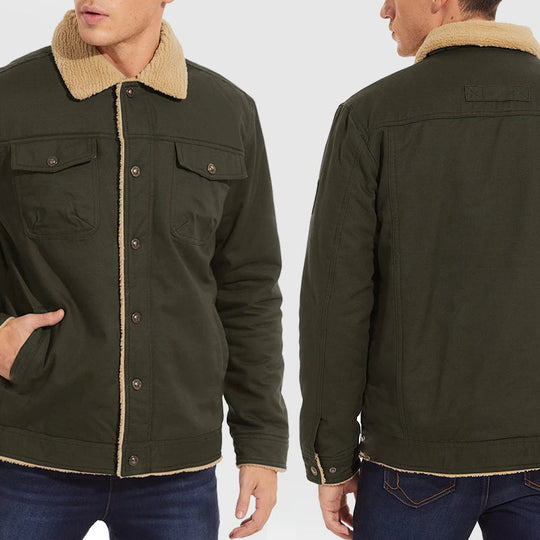 Vestes Cargo Épaisses à Col Roulé pour Hommes Doublées de Peluche Thermique en Hiver