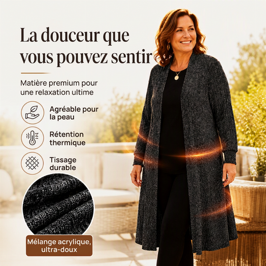 Cardigan long en maille côtelée confortable pour femme