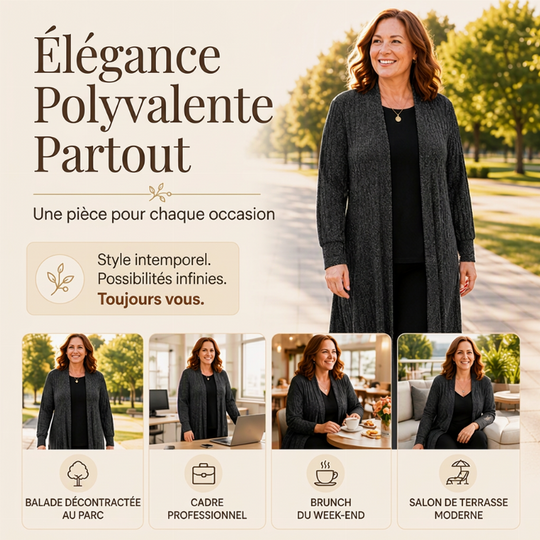 Cardigan long en maille côtelée confortable pour femme