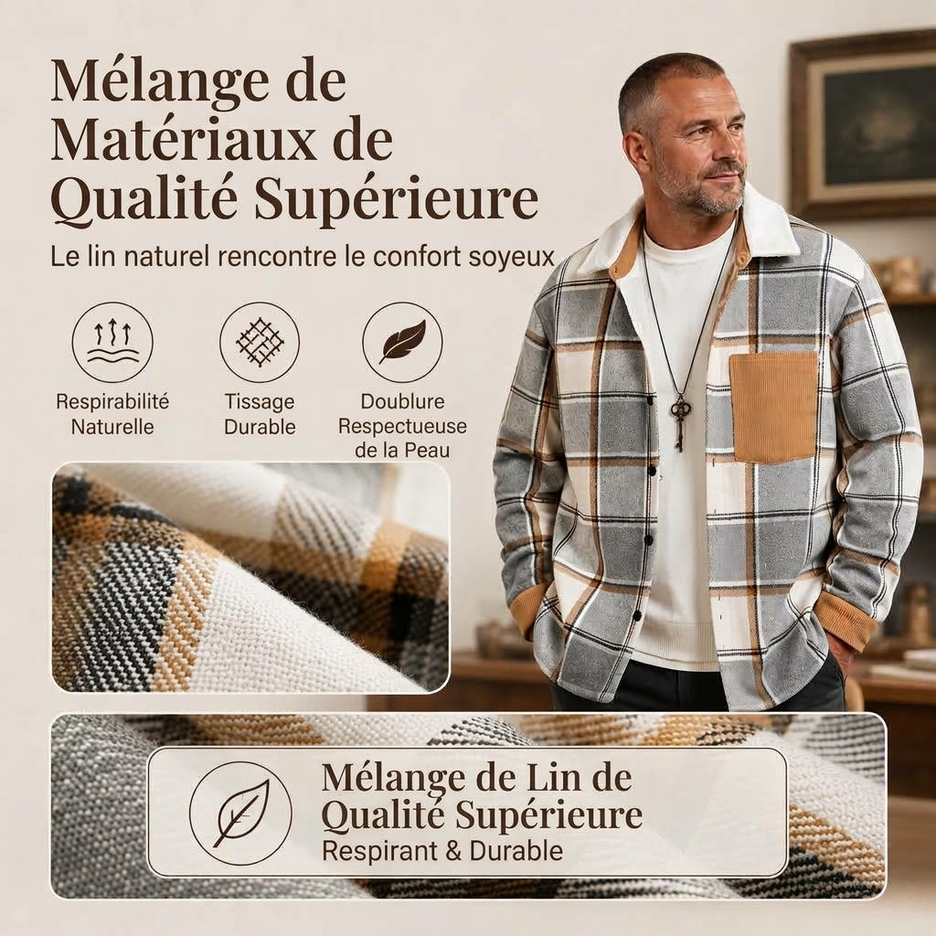 Veste chemise à carreaux décontractée pour homme