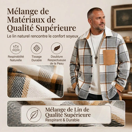 Veste chemise à carreaux décontractée pour homme