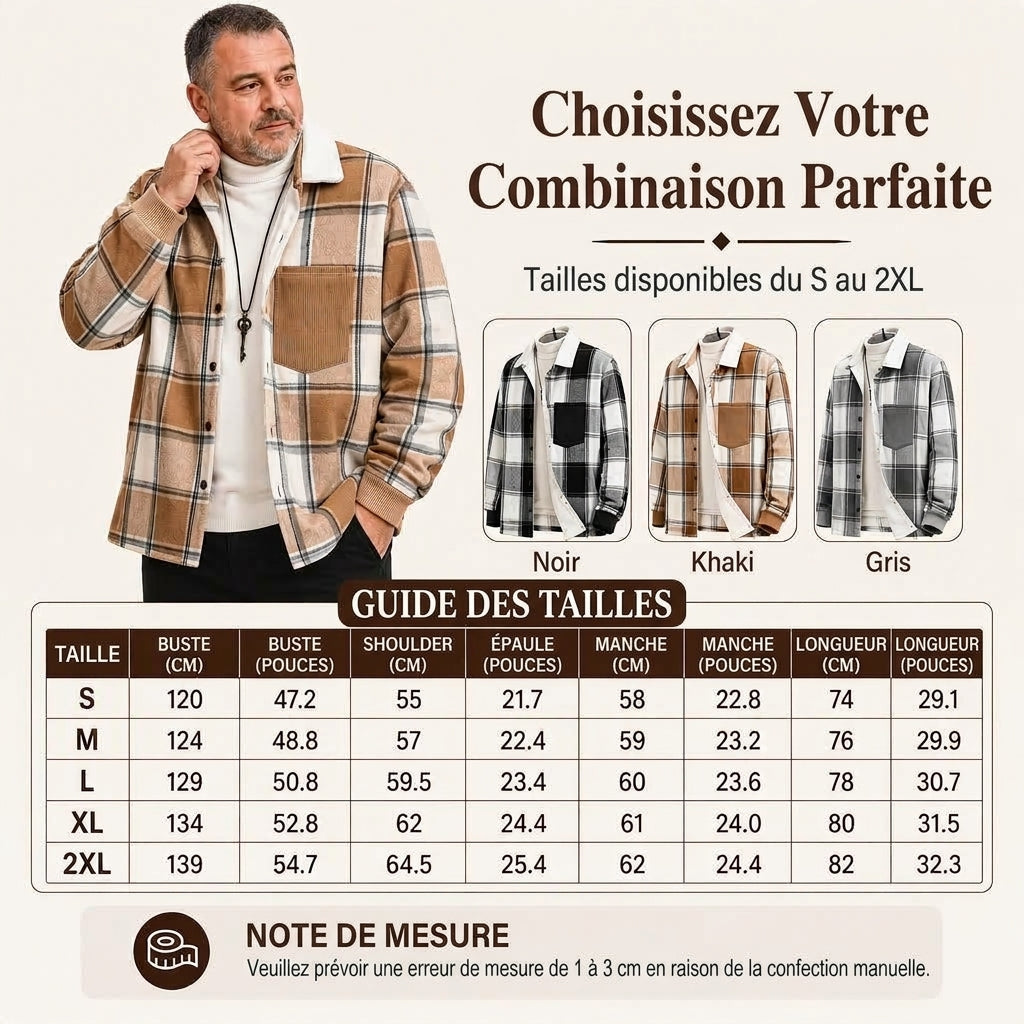Veste chemise à carreaux décontractée pour homme