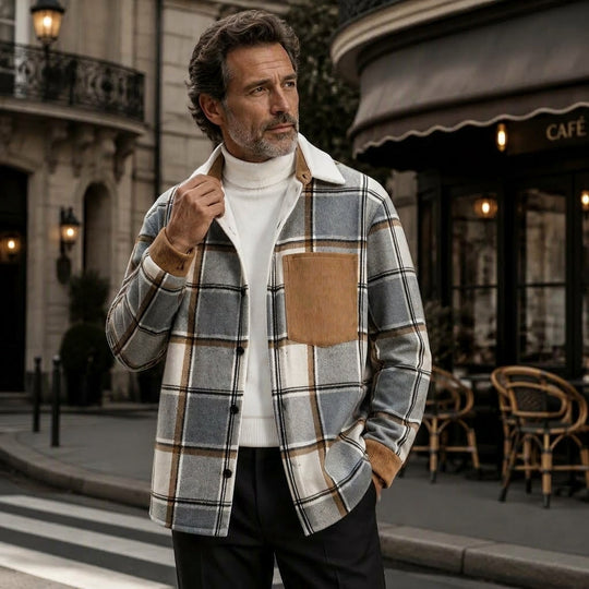 Veste chemise à carreaux décontractée pour homme