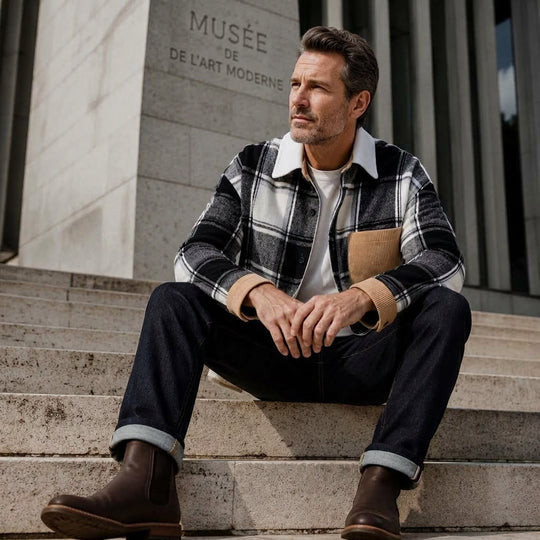 Veste chemise à carreaux décontractée pour homme