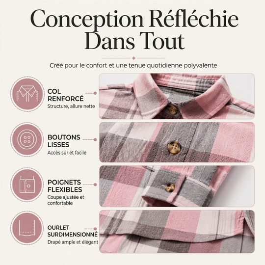 Veste-chemise mi-longue à carreaux pour femme