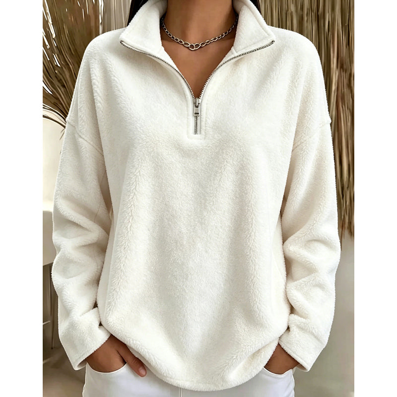 Sweat décontracté confortable pour femme avec quart de zip