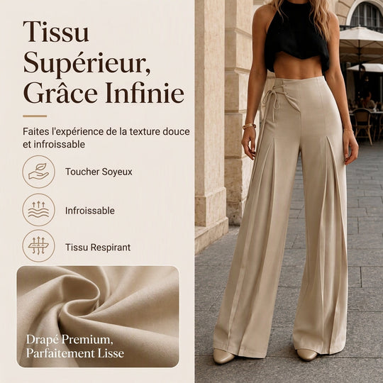 Pantalon large décontracté à taille haute pour femme