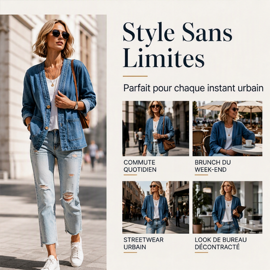 Cardigan en jean décontracté à col V pour femme