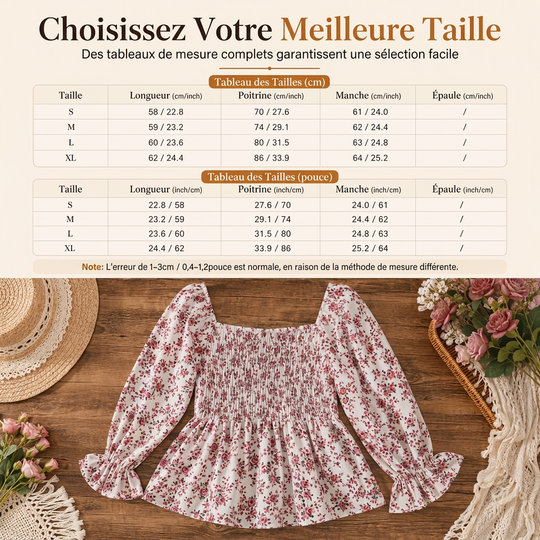 Blouse d'été décontractée pour femme, col carré, manches évasées, imprimé floral en mousseline, haut de vacances