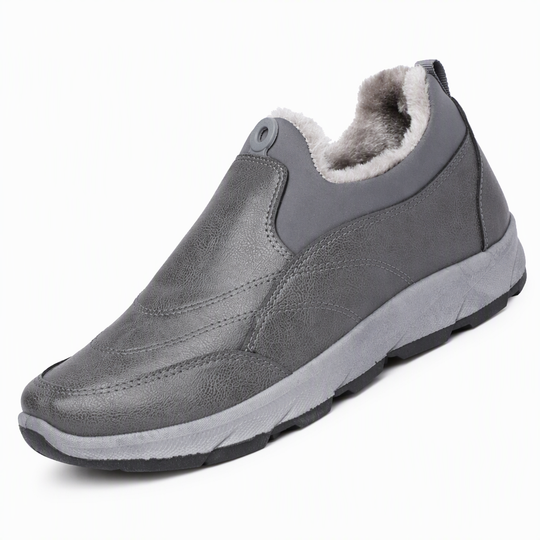 Chaussures d'hiver imperméables pour hommes, doublées de polaire, à enfiler, à semelle souple antidérapante, chaussures décontractées chaudes en coton pour personnes âgées