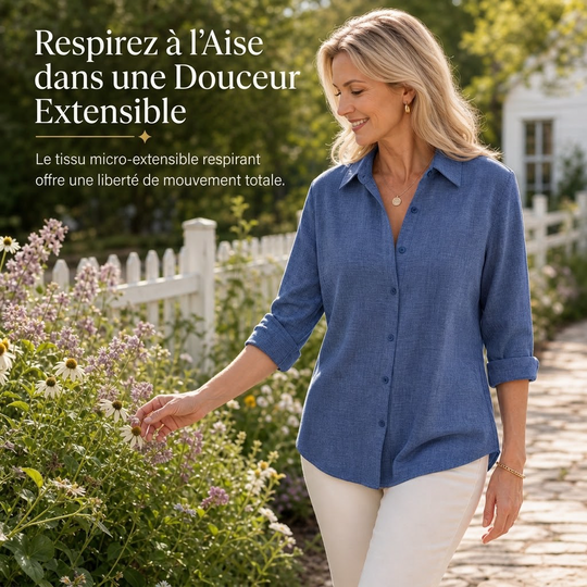Blouse femme élégante et décontractée à manches longues et boutonnage