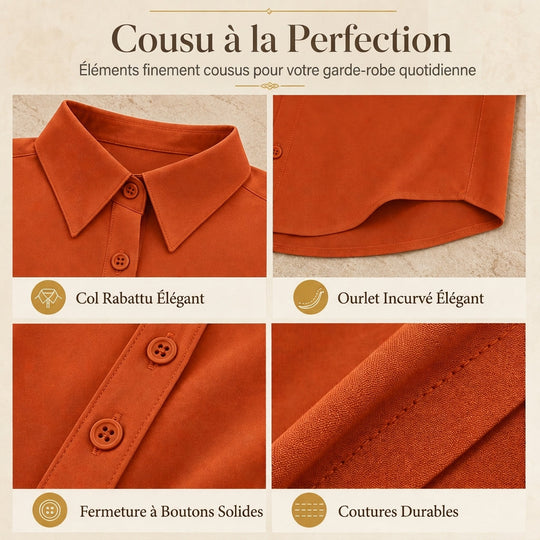 Blouse femme élégante et décontractée à manches longues et boutonnage