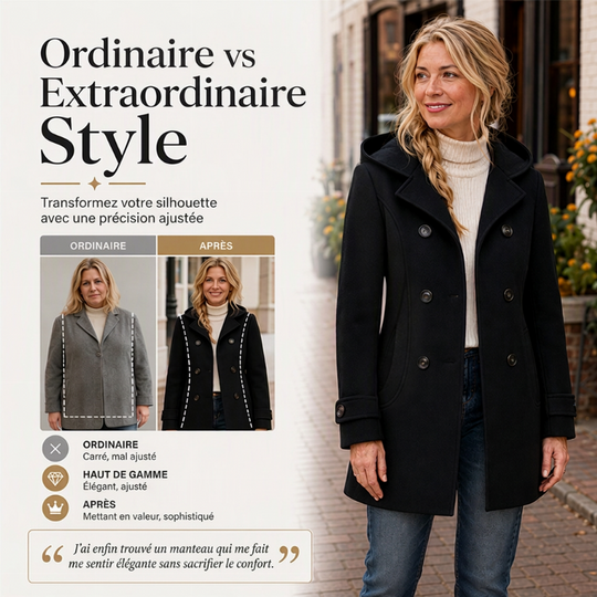 Manteau corsage à capuche et double boutonnage pour femme