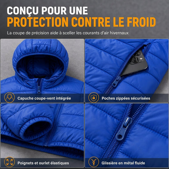 Manteau d'hiver court décontracté en coton matelassé à capuche et léger pour homme, grande taille