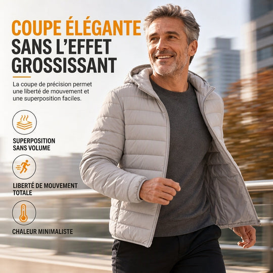 Manteau d'hiver court décontracté en coton matelassé à capuche et léger pour homme, grande taille