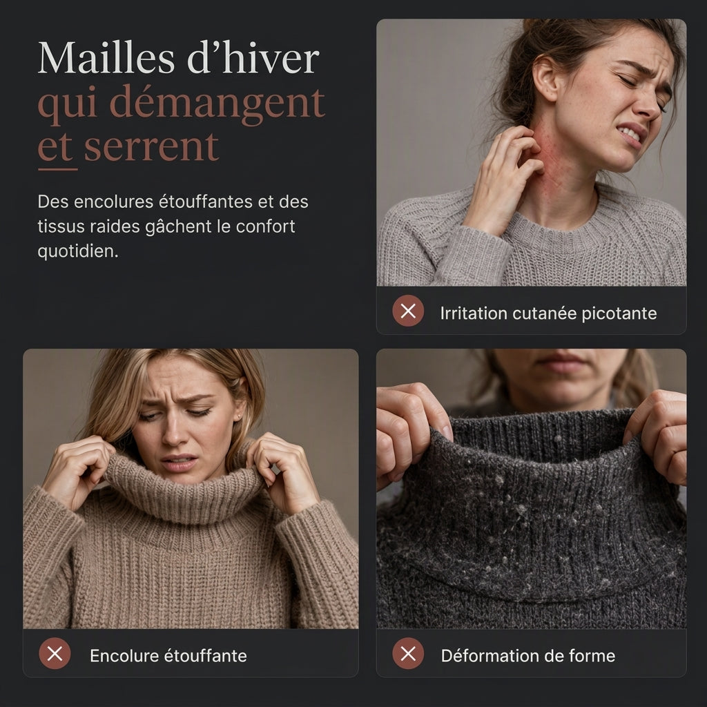 Pull en maille col roulé ample pour femme