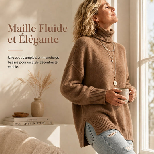 Pull en maille col roulé ample pour femme