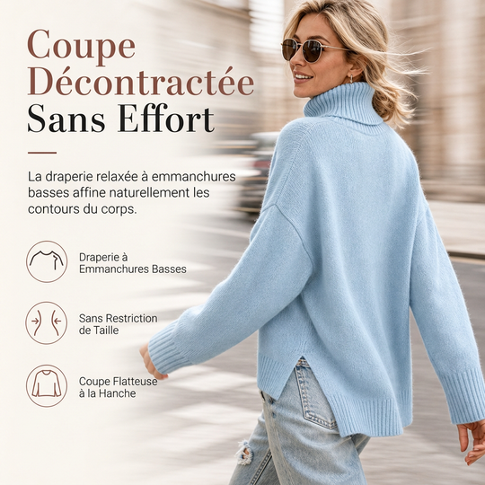 Pull en maille col roulé ample pour femme