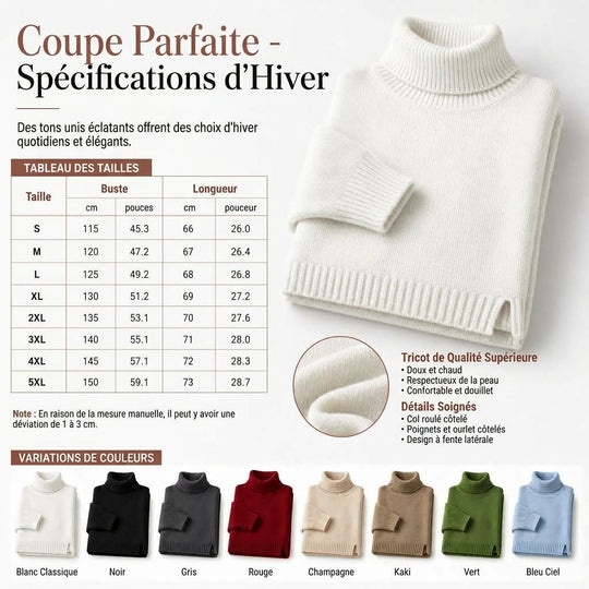Pull en maille col roulé ample pour femme