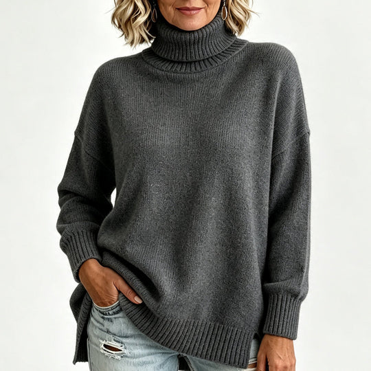 Pull en maille col roulé ample pour femme