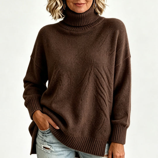 Pull en maille col roulé ample pour femme
