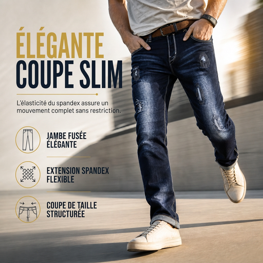 Jean slim déchiré stretch pour homme