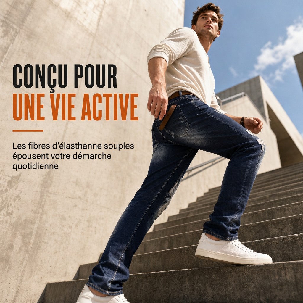 Jean slim déchiré stretch pour homme