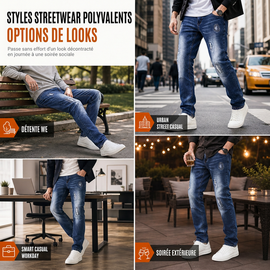 Jean slim déchiré stretch pour homme