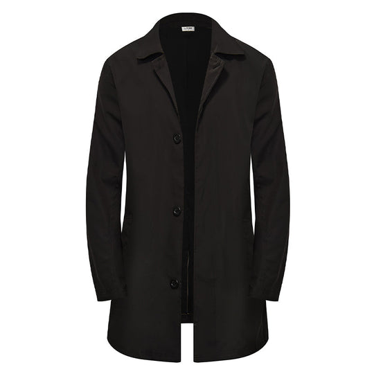 Manteau mi-long minimaliste pour homme à boutonnage simple