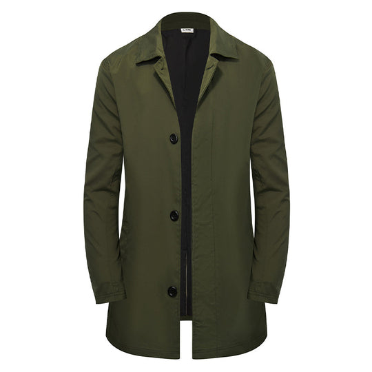 Manteau mi-long minimaliste pour homme à boutonnage simple