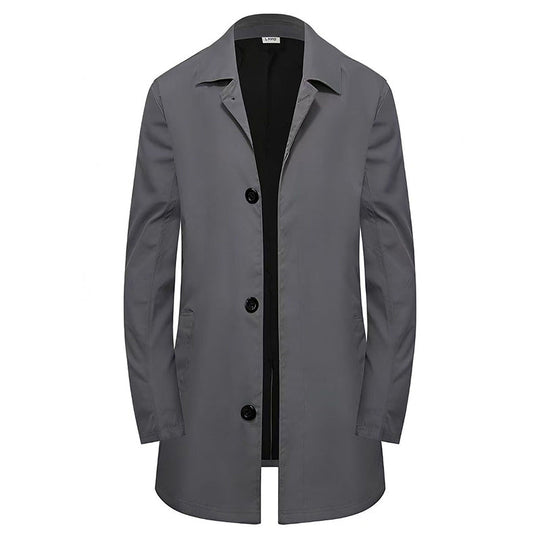 Manteau mi-long minimaliste pour homme à boutonnage simple