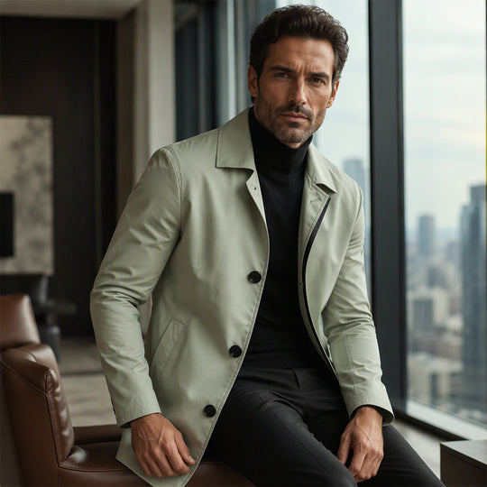 Manteau mi-long minimaliste pour homme à boutonnage simple