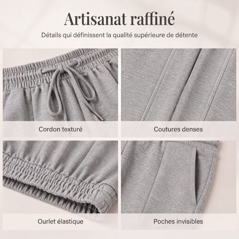 Pantalon large décontracté pour femme avec cordon de serrage élastique