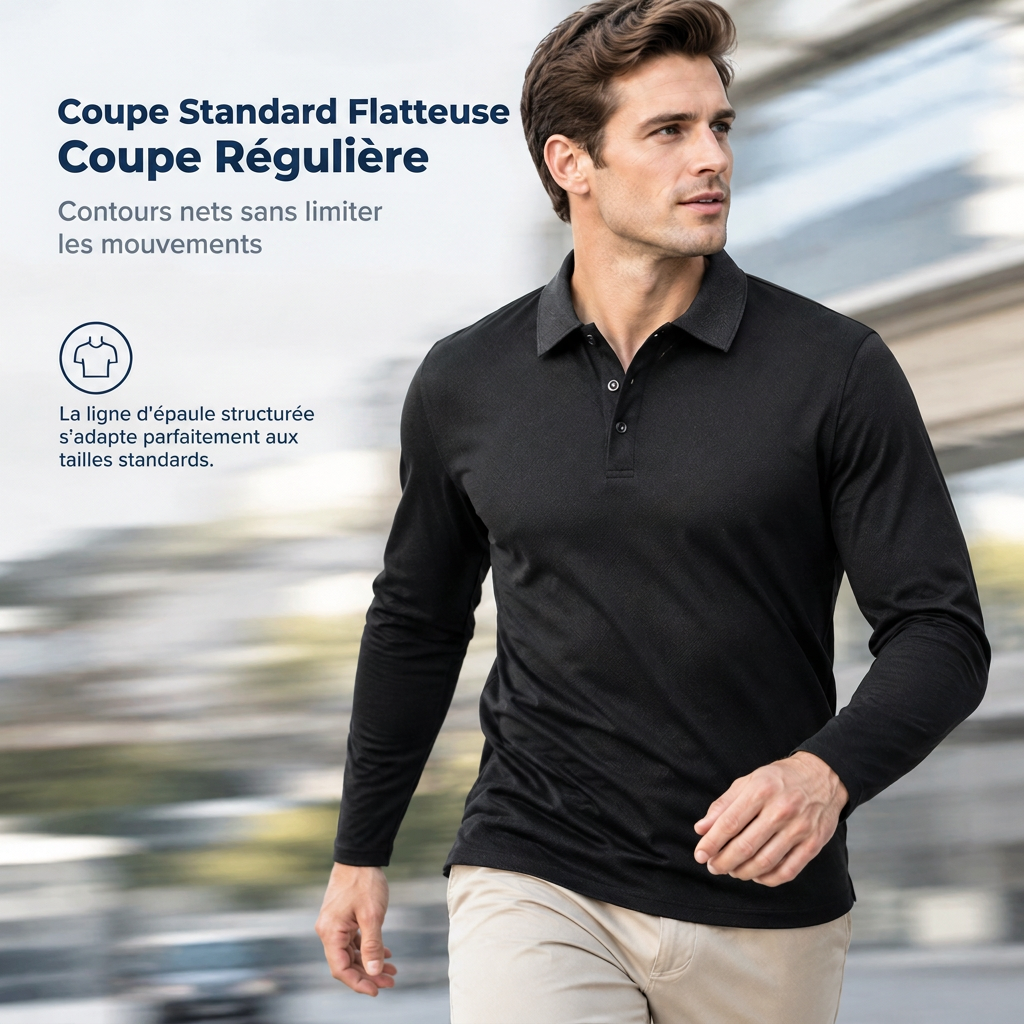 T-shirt à col et manches longues pour homme