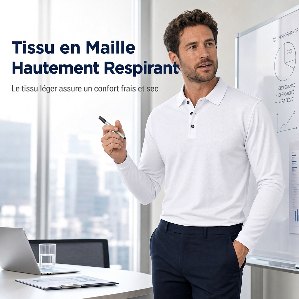 T-shirt à col et manches longues pour homme