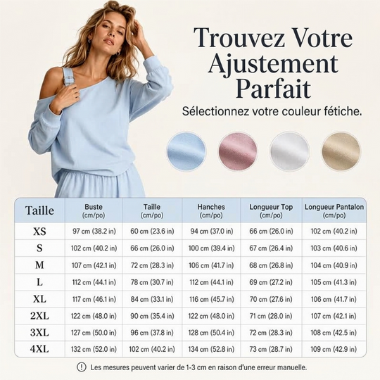 Ensemble élégant femme : haut asymétrique à une épaule et pantalon à jambe large
