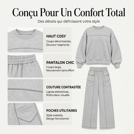 Ensemble décontracté femme Sweat-shirt et pantalon à jambes larges