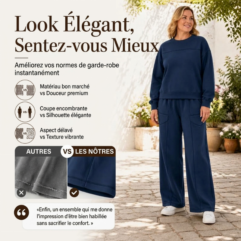 Ensemble décontracté femme Sweat-shirt et pantalon à jambes larges