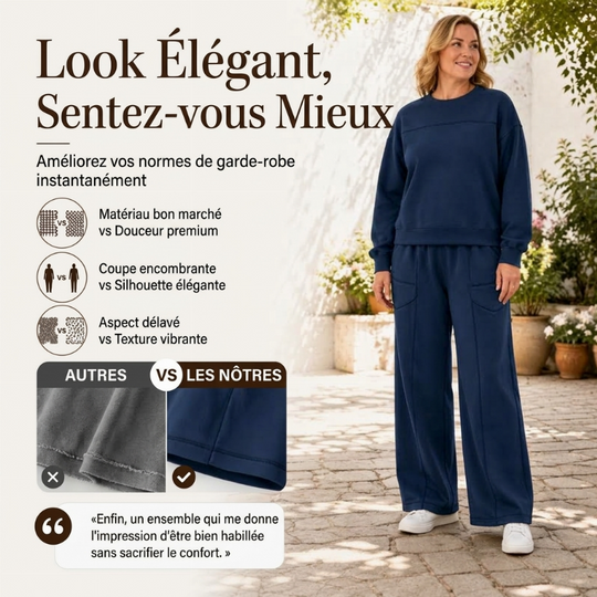 Ensemble décontracté femme Sweat-shirt et pantalon à jambes larges