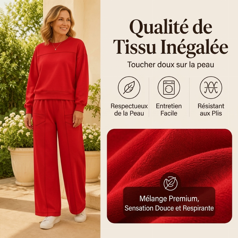 Ensemble décontracté femme Sweat-shirt et pantalon à jambes larges