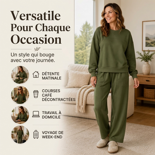 Ensemble décontracté femme Sweat-shirt et pantalon à jambes larges