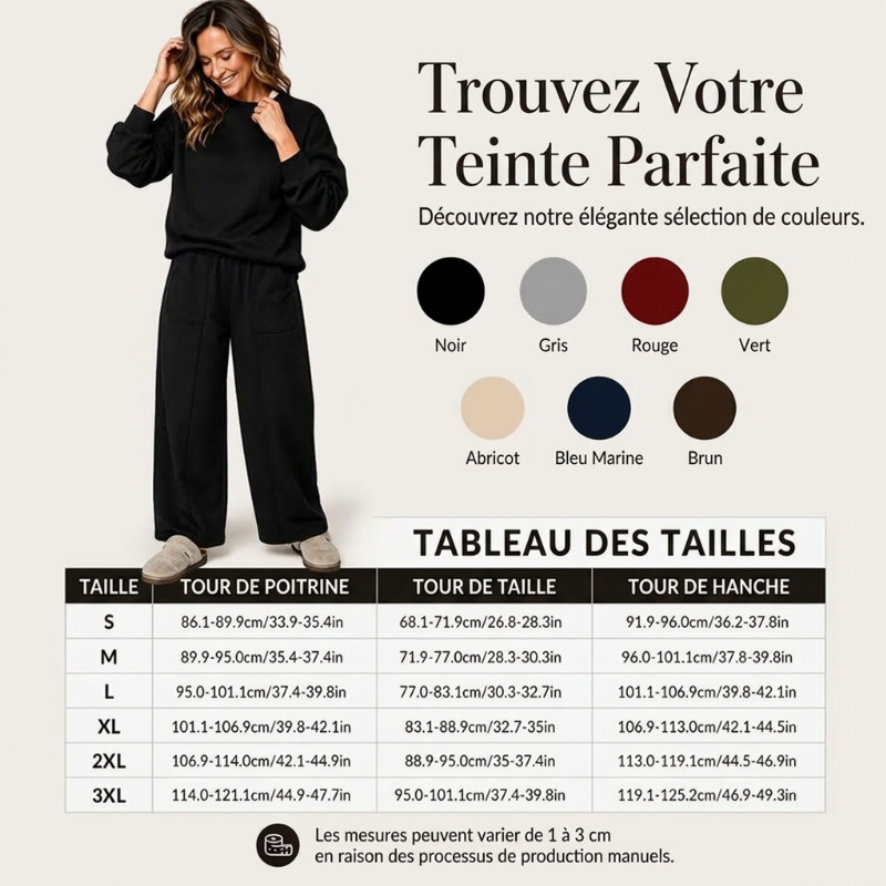 Ensemble décontracté femme Sweat-shirt et pantalon à jambes larges