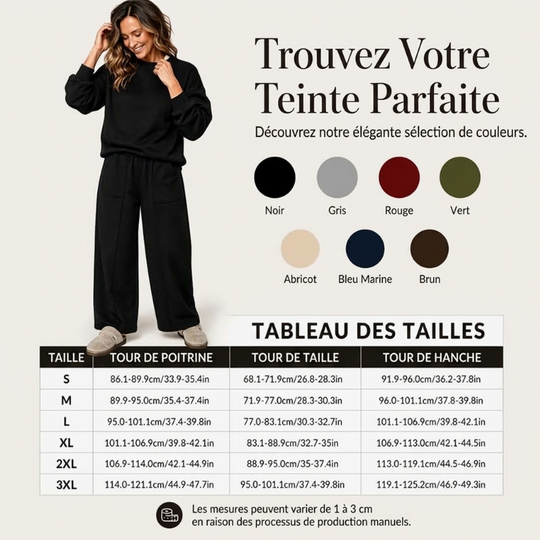 Ensemble décontracté femme Sweat-shirt et pantalon à jambes larges