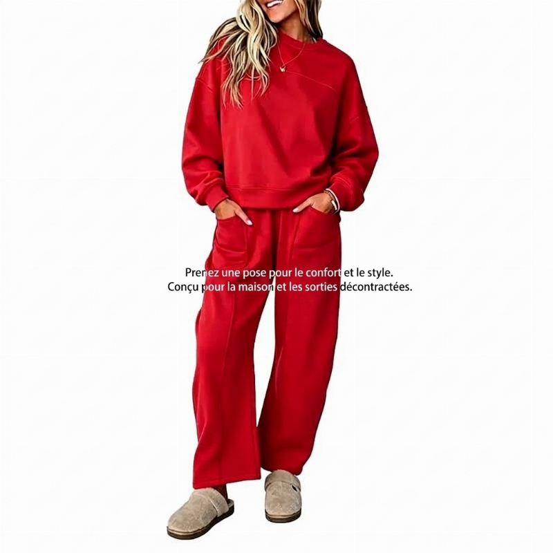 Ensemble décontracté femme Sweat-shirt et pantalon à jambes larges