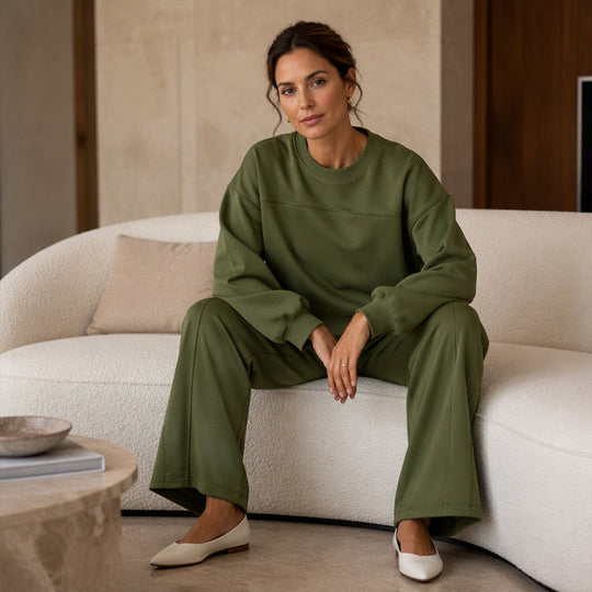 Ensemble décontracté femme Sweat-shirt et pantalon à jambes larges