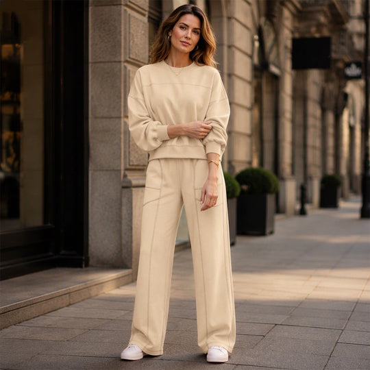 Ensemble décontracté femme Sweat-shirt et pantalon à jambes larges