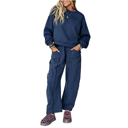Ensemble décontracté femme Sweat-shirt et pantalon à jambes larges